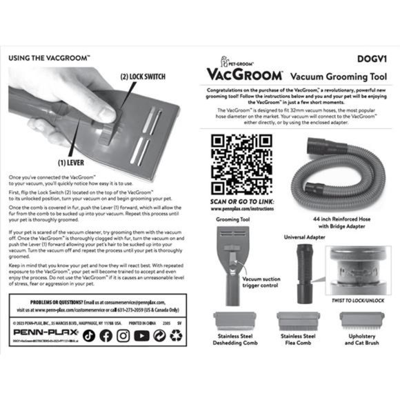 Pet Grooming and Shedding Vacuum Attachment Kit – Great for Dogs, Cats - Picture 2 of 7